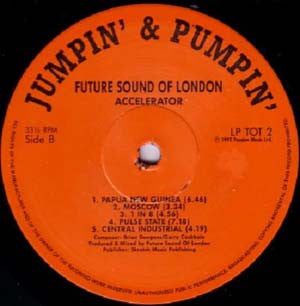 Image of Label Cover of LP - VG/VG - FSOL - FUTURE SOUND OF LONDON, Accelerator (Jumpin' & Pumpin'; LPTOT2, UK 1992), Edge wear and marks on sleeve. Strong VG disc with a couple pressing bumps.,  - 3946316S