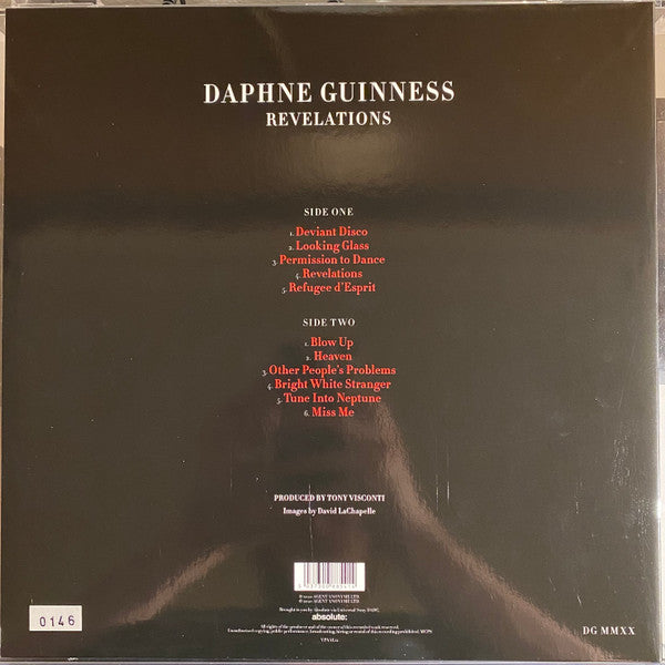 Image of Back Cover of 0825269E: LP - DAPHNE GUINNESS, Revelations (Agent Anonyme Limited; VPAAL12, UK 2020, Gatefold, Inner & 2 Inserts, Numbered Limited Edition) 0134  EX/EX
