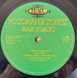 Image of Label Cover of 0815380C: LP - MAX ROMEO, Pocomania Songs (Ariwa; ARILP 176, UK 2006) Light marks nap. Quite a bit of wear on sleeve, sticker residue on front.  G+/VG