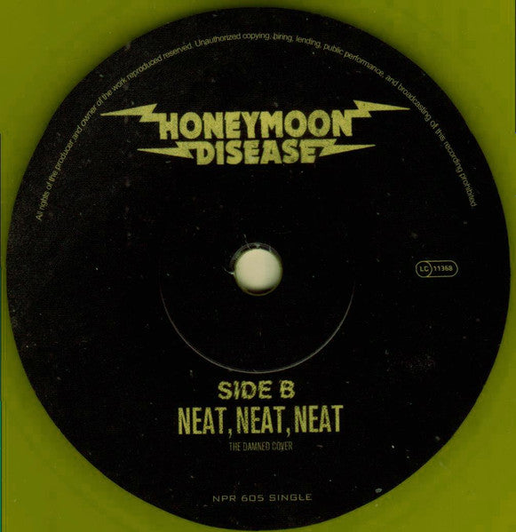 Image of Label Cover of 0815463C: 7" - HONEYMOON DISEASE, Bellevue Groove (Napalm Records; NPR 605 SINGLE, Austria 2015, Picture Sleeve, Transparent Yellow Vinyl) Still in shrinkwrap.  EX/VG+