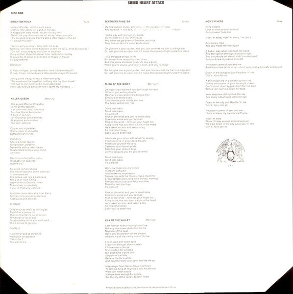 Image of Label Cover of LP - VG/G - QUEEN, Sheer Heart Attack (EMI; EMC 3061, UK 1974, Laminated Sleeve, Inner With 4 Cut Corners), ,  - 4226219E
