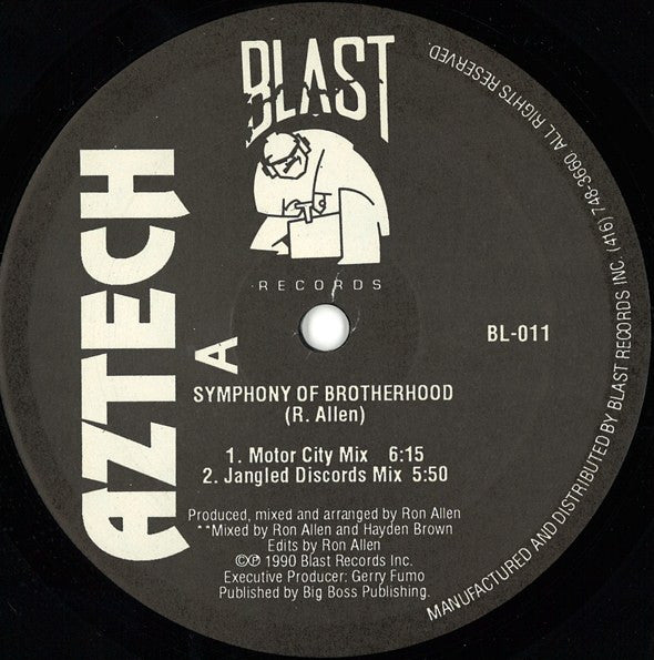 Image of Front Cover of 0925112E: 12" - AZTECH, Symphony Of Brotherhood (Blast Records ; BL-011, Canada 1990)   /VG+