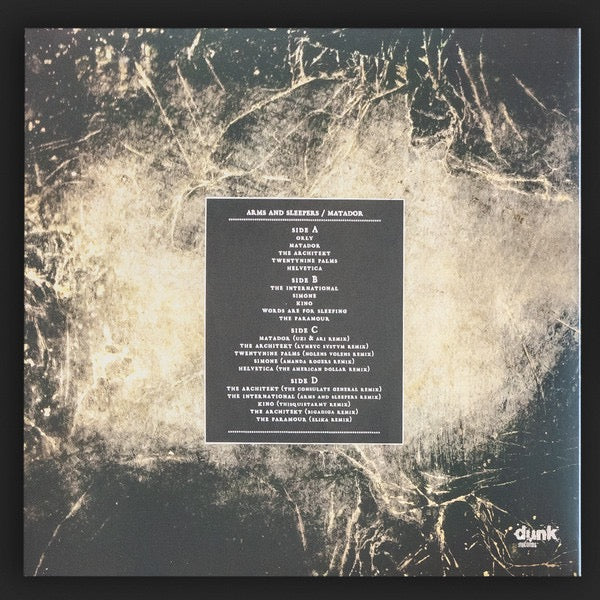 Image of Back Cover of 2xLP - EX/VG+ - ARMS AND SLEEPERS, Matador (Dunk!Records; DNK24182, Europe 2024 Reissue, Gatefold, Limited To 100 On White, Red & Blue /  Blue,Yellow & White Splatter Vinyl), Still In Stickered Shrinkwrap,  - 0915142C