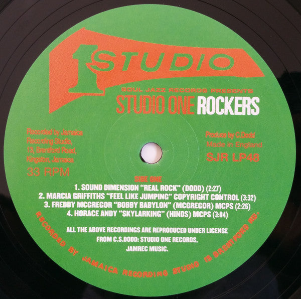 Image of Label of 3314288C: 2xLP - VARIOUS, Studio One Rockers (Soul Jazz; SJRLP48, UK 2001, Single Sleeve, 2 Inners) Light marks to disc but plays well!  VG+/G+