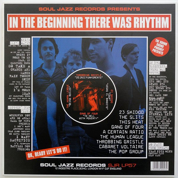 Image of Back Cover of 2xLP - VG/VG - VARIOUS, In The Beginning There Was Rhythm (Soul Jazz; SJR LP57, UK 2001, 2 Inners), Strong VG, Glossy discs, A few light wispy hairlines, Light shelf wear to sleeve. ,  - 0816563C