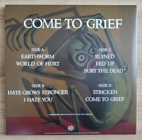 Image of Back Cover of 2xLP - VG+/VG+ - GRIEF, Come To Grief (Throne Records ; TR100, Europe 2021 Reissue, Gatefold, Black Inners, Poster, 180 Gram Vinyl, Limited Edition of 200), ,  - 2526411E