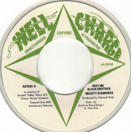 Image of Front Cover of 0915184C: 7" - MIGHTY DIAMONDS / THE REVOLUTIONARIES, Why Me Black Brother / Version (Well Charge; AR7062, UK 2023, Clear Vinyl)   /EX