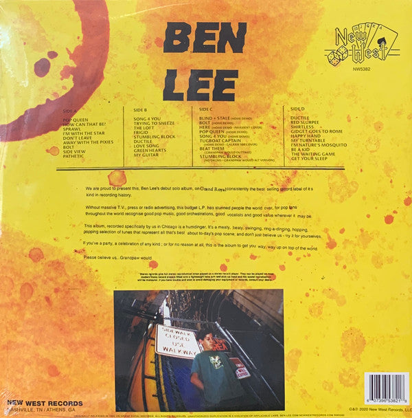 Image of Back Cover of 2xLP - VG+/EX - BEN LEE, Grandpaw Would (New West Records ; NW5382, US 2020 Reissue, Gatefold, Booklet, Splatter Vinyl, Record Store Day 2020 Release), Opened Instore, Still In Stickered Shrinkwrap,  - 0925363E