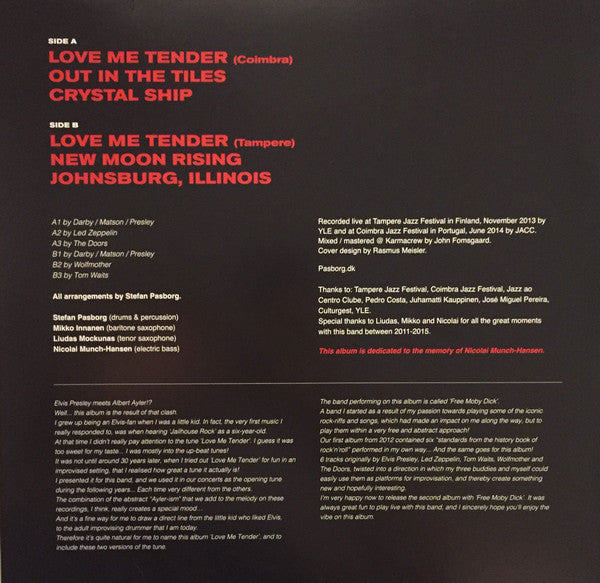 Image of Back Cover of 0945315S: 10" - STEFAN PASBORG, Love Me Tender (Not On Label; PASBORG #2, Denmark 2018) Seal opened instore. Still in shrinkwrap.  EX/EX