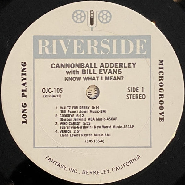 Image of Label Cover of LP - VG/VG - CANNONBALL ADDERLEY WITH BILL EVANS, Know What I Mean? (Original Jazz Classics; OJC-105, US 1984 Reissue, Picture Sleeve), ,  - 2526011E
