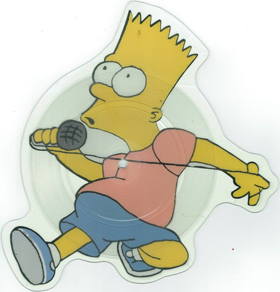 Image of Back Cover of 7" - /G+ - THE SIMPSONS FEATURING BART & HOMER, Deep, Deep Trouble (Geffen Records; GEF 88P, UK 1991, Shape, Limited Edition, Picture Disc), Plenty of marks, plays with crackle. No blue insert, disc in PVC only, A	Deep, Deep Trouble (Dance Mix Edit)B	Deep, Deep Trouble (LP Edit) - 2226152E