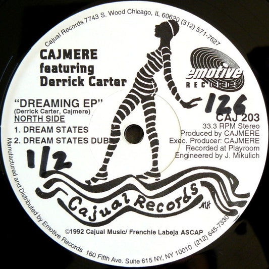 Image of Front Cover of 12" - /VG - CAJMERE FEATURING DERRICK CARTER, Dreaming EP (Cajual Records; CAJ 203, US 1992, Generic), one or two scuffs - strong VG,  - 2646130S