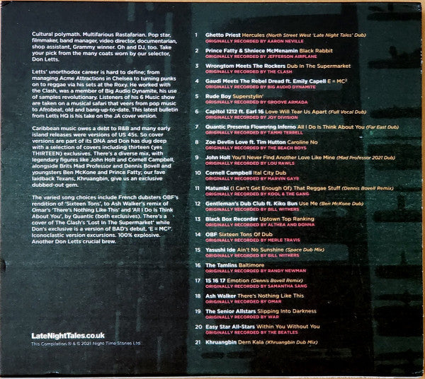 Image of Back Cover of CD - VG+/EX - DON LETTS, LateNightTales - Version Excursion (LateNightTales; ALNCD64, Europe 2021, Card Slipcase with Jewel Case inside, Booklet), Opened Instore,  - 3816563C