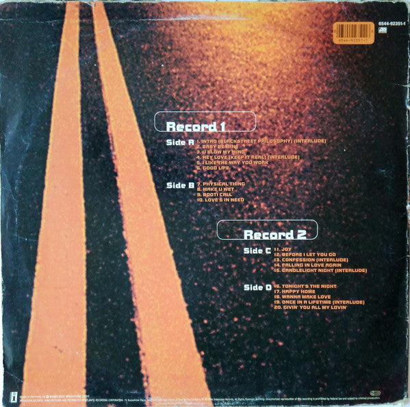 Image of Back Cover of 2xLP - G+/G - BLACKSTREET, Blackstreet (Interscope; 6544-92351-1, Europe 1994, Picture Sleeve, 1 Insert), Lots of marks and scuffs across each disc. Sleeve has wear to corners and edges with some creasing and ringwear.,  - 3516012C