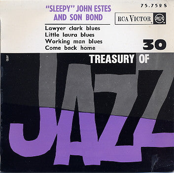 Image of Front Cover of 1015413C: 7" EP - SLEEPY JOHN ESTES AND SON BOND, Treasury Of Jazz N� 30 (RCA Victor; 75.752 S, France 1963, Laminated Flipback Sleeve) Small tear to sleeve opening.  G+/VG+