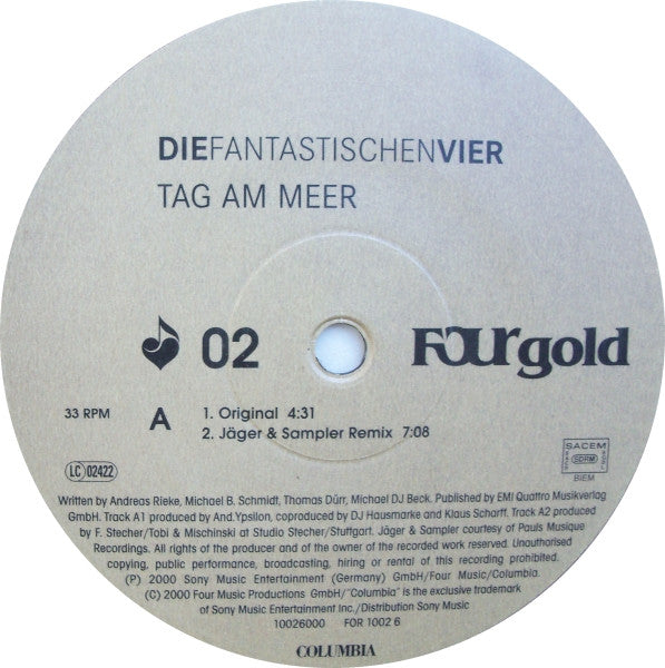Image of Label Cover of LP - VG/G+ - DIE FANTASTISCHEN VIER, Tag Am Meer (Four Music; FOR 1002 6, Germany 2000 Reissue), ,  - 1025182E
