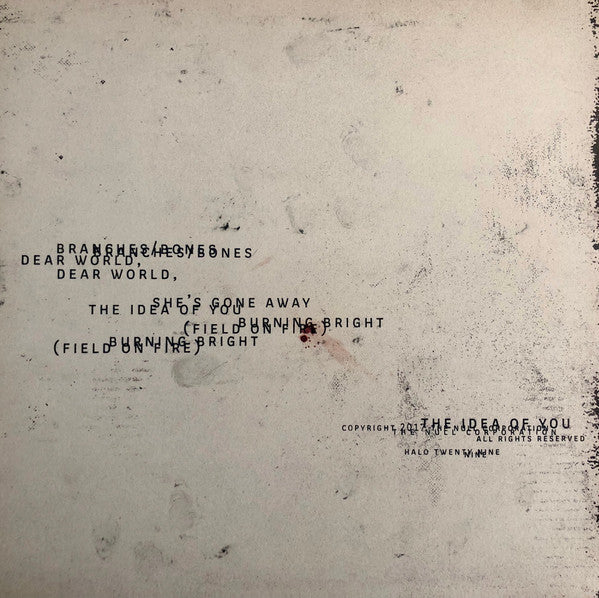 Image of Back Cover of 12" EP - VG/G+ - NINE INCH NAILS, Not The Actual Events (The Null Corporation; 00602557530919, Europe 2017, Picture Sleeve, Red Lyric Sleeve), Small bit of sticker damage to sleeve front and spine creased.  Some heavy marks on record. ,  - 1226323E