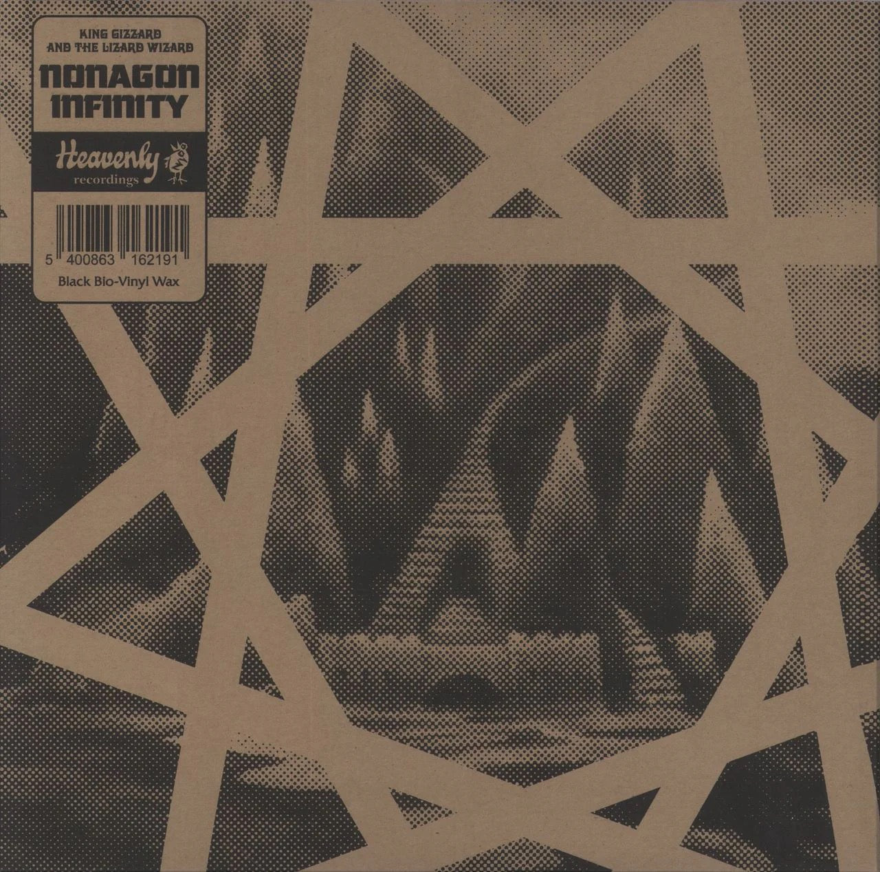 Image of Back Cover of LP - NEW/NEW - KING GIZZARD AND THE LIZARD WIZARD, Nonagon Infinity (Heavenly; HVNLP127X, Europe 2024 Reissue, Single Sleeve, Inner, Black Bio-Vinyl Wax, Printed Cardboard Sleeve Outer.), ,  - 0916433C