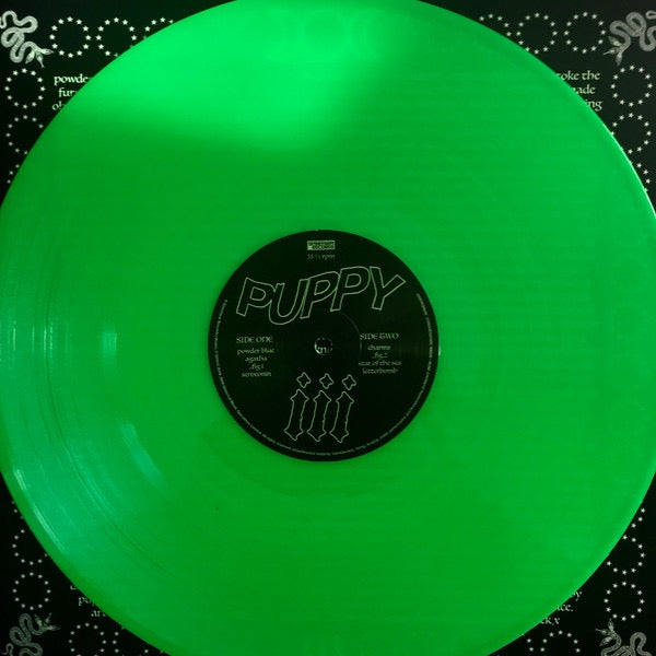 Image of Label Cover of 1115338C: 12" EP - PUPPY, III (Spinefarm Records; SPINE842682, UK 2020, Inner, Fluorescent Green Vinyl) Opened Instore  EX/EX
