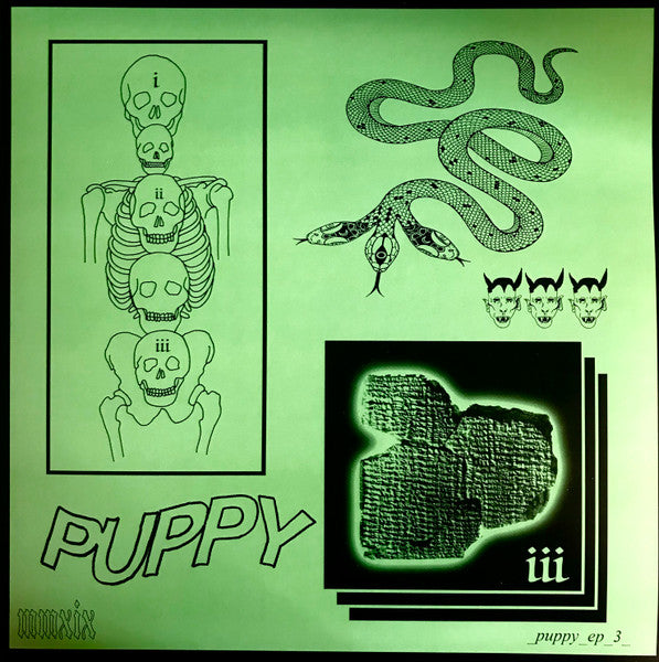 Image of Front Cover of 1115338C: 12" EP - PUPPY, III (Spinefarm Records; SPINE842682, UK 2020, Inner, Fluorescent Green Vinyl) Opened Instore  EX/EX