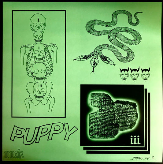 Image of Front Cover of 1115338C: 12" EP - PUPPY, III (Spinefarm Records; SPINE842682, UK 2020, Inner, Fluorescent Green Vinyl) Opened Instore  EX/EX