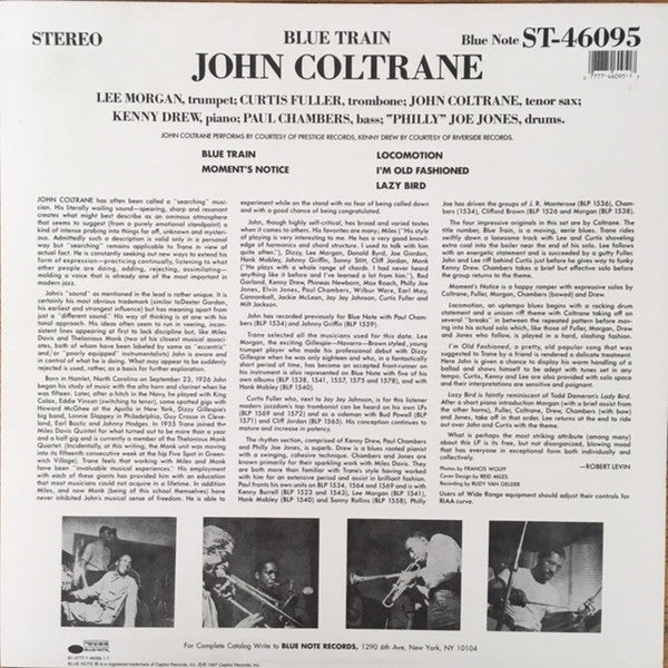 Image of Back Cover of LP - VG/VG - JOHN COLTRANE, Blue Train (Blue Note; ST-46095, UK 1997 Reissue, Stereo, 180 Gram), Sleeve lightly mottled,  - 0116378C