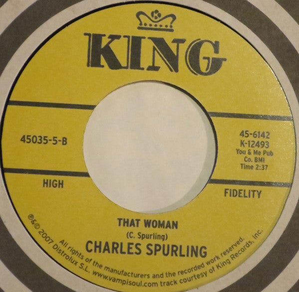 Image of Back Cover of 1225211E: 7" - FRANK HOWARD/ CHARLES SPURLING, Do What You Wanna Do (Part 1)/ That Woman (Vampi Soul; 45035-5, US 2007 Reissue, Company Sleeve) Light marks.  EX/VG