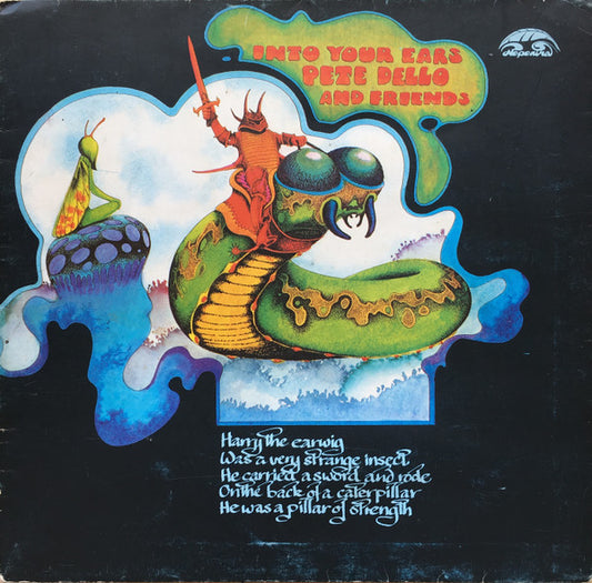 Image of Front Cover of 1225277E: LP - PETE DELLO AND FRIENDS, Into Your Ears (Nepentha ; 6437001, UK 1971) Vinyl Covered In Marks - Plays Surprisingly Well, Sleeve Has Heavy Ring, Edge And Overall Wear, Sticker Damage Which Has Been Coloured In, Taped Rear Seams, Writing On Front Sleeve And Labels  F/G