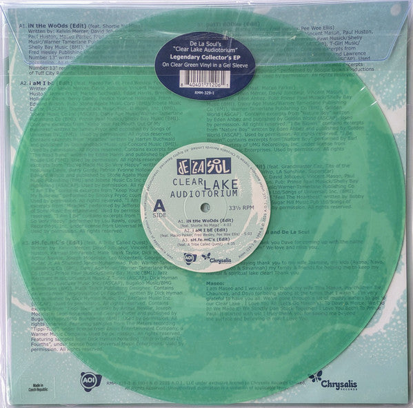 Image of Back Cover of 5025262E: 12" EP - DE LA SOUL, Clear Lake Audiotorium (AOI Records; RMM-329-1, USA & Europe 2025 Reissue, Gel Filled PVC Sleeve, Insert)   VG+/VG+