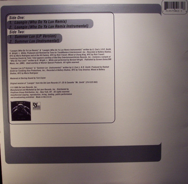 Image of Back Cover of 12" - EX/EX - LL COOL J, Loungin / Summer Luv (Def Jam Music Group Inc.; 314 575 063-1, US 1996), ,  - 2846151S