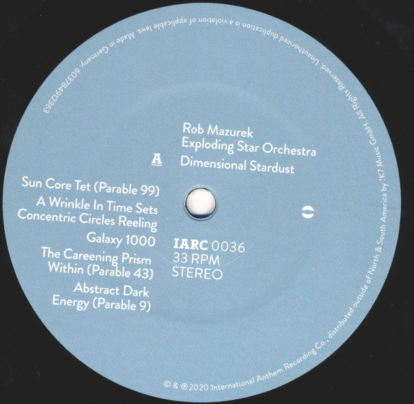 Image of Label Cover of LP - /VG+ - ROB MAZUREK / EXPLODING STAR ORCHESTRA, Dimensional Stardust (; IARC0036, Europe 2020, Gatefold, Inner), ,  - 2526111E