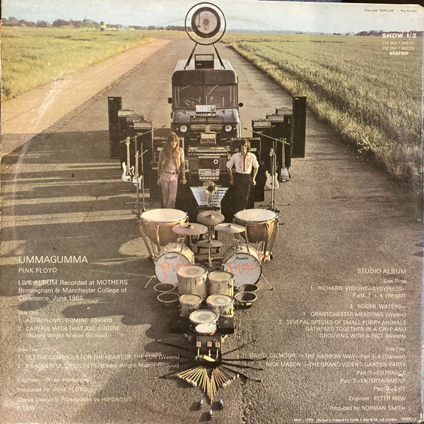 Image of Back Cover of 2xLP - VG/VG - PINK FLOYD, Ummagumma (Harvest; SHDW 1/2, UK 1971 Reissue, Laminated Gatefold Sleeve, 2nd Pressing, EMI Box, Waters Credit for Side 2 Track 1 Appears on Second Line, correct spelling of CONTROLS), Strong VG, Factory Sample Stickers On Labels,  - 1726246E