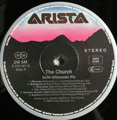 Image of Label Cover of LP - VG/G+ - THE CHURCH, Gold Afternoon Fix (Arista ; 210 541, UK 1990), Light marks.,  - 2716079C
