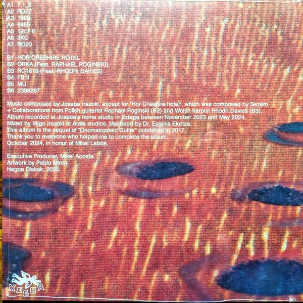 Image of Back Cover of LP - NEW/NEW - JOSEBA IRAZOKI, Gitarra Onomatopeikoa II (Hegoa Records; Heg012, Spain 2025, Card Sleeve, Sticker), ,  - 1135142E