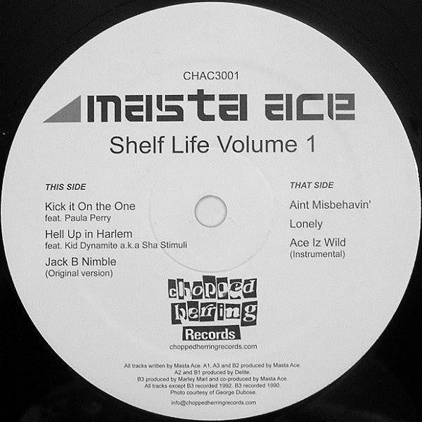 Image of Front Cover of 1345124S: 12" EP - MASTA ACE, Shelf Life Volume 1 (Chopped Herring Records; CHAC3001, UK 2013, Stickered plain sleeve.)   VG+/VG+