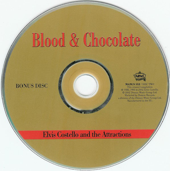 Image of Label Cover of 2xCD - VG+/VG - ELVIS COSTELLO AND THE ATTRACTIONS, Blood & Chocolate (Edsel Records; MANUS 112, UK 2002, Jewel Case), ,  - 1216031C