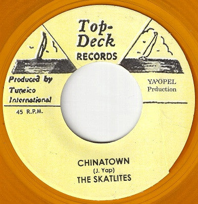 Image of Front Cover of 1315361C: 7" - THE SKATALITES / FERDIE NELSON, Chinatown / War And Strife (Top Deck Records; , Jamaica 2000s Reissue, Yellow Vinyl)   /EX