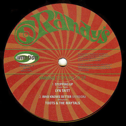 Image of Front Cover of 10" - /VG+ - VARIOUS ARTISTS, Stepping Up (Motion Records; FAST10EP014, UK 2004), , A1 - Lyn Taitt   Stepping UpA2 - Toots & The Maytals   Who Knows Better (Version)B1 - Jablonski   Soul MakossaB2 - Jimmy London   Cathy's Clown - 0716115C