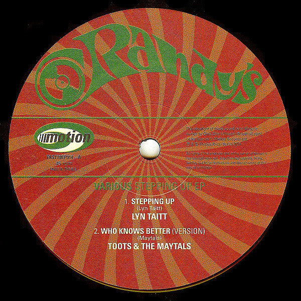 Image of Front Cover of 10" - /VG+ - VARIOUS ARTISTS, Stepping Up (Motion Records; FAST10EP014, UK 2004), , A1 - Lyn Taitt   Stepping UpA2 - Toots & The Maytals   Who Knows Better (Version)B1 - Jablonski   Soul MakossaB2 - Jimmy London   Cathy's Clown - 0716115C