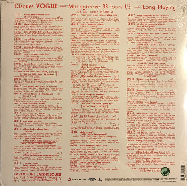 Image of Back Cover of 1315408C: LP - DIZZY GILLESPIE, FATS NAVARRO, CHARLIE PARKER, MILES DAVIS, Originators Of Modern Jazz (Disques Vogue; LD 058, Europe 2017 Reissue, Inner, Green Vinyl) Light fogging on disc. Sleeve rough at opening with shrink-wrap  VG/VG