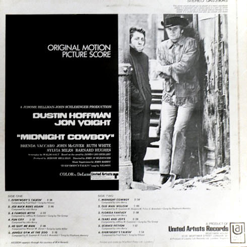 Image of Back Cover of LP - VG/VG - VARIOUS, Midnight Cowboy (Original Motion Picture Score) (UA Purple and Orange; UAS 29043, UK 1969, Laminated Front Sleeve), Light wear and creasing to sleeve.,  - 4246424S