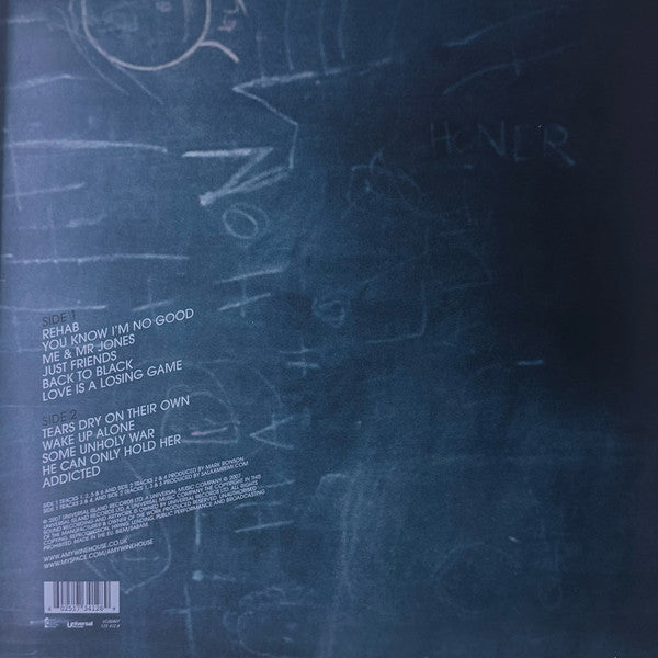 Image of Back Cover of LP - VG+/VG+ - AMY WINEHOUSE, Back To Black (Universal Records; 173 412 8, Europe Reissue, Inner, 180 gram, STU Etched in Run Out Side A), ,  - 2826308E