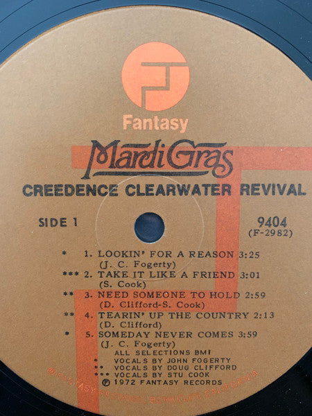 Image of Label Cover of 3024237E: LP - CREEDENCE CLEARWATER REVIVAL, Mardi Gras (Fantasy; 9404, US 1972, Embossed Textured Sleeve, Thin Vinyl)   VG/VG+