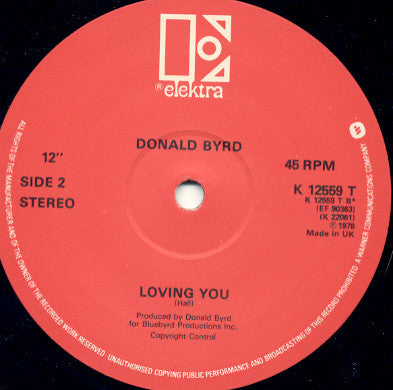 Image of Label Cover of 12" - G+/G+ - DONALD BYRD, Love Has Come Around / Loving You (Elektra; K 12559 T, UK 1981, Company Sleeve), Light marks & scuffs only, sleeve has edgewear and a seem split., As classic as classic can be! - 3526051E