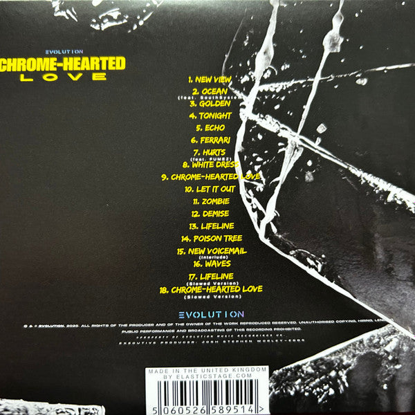 Image of Back Cover of 1455088S: CD - EVOLUTION, Chrome-Hearted Love (Evolution Music Recordings Uk; ELRCD0009, UK 2025, Jewel Case)   VG+/EX