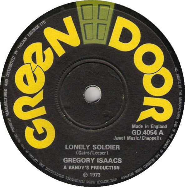 Image of Front Cover of 7" - /G - GREGORY ISAACS / IMPACT ALL STARS, Lonely Soldier (Green Door; GD.4054, UK 1973, Solid Centre), Marks on disc.,  - 2526088E