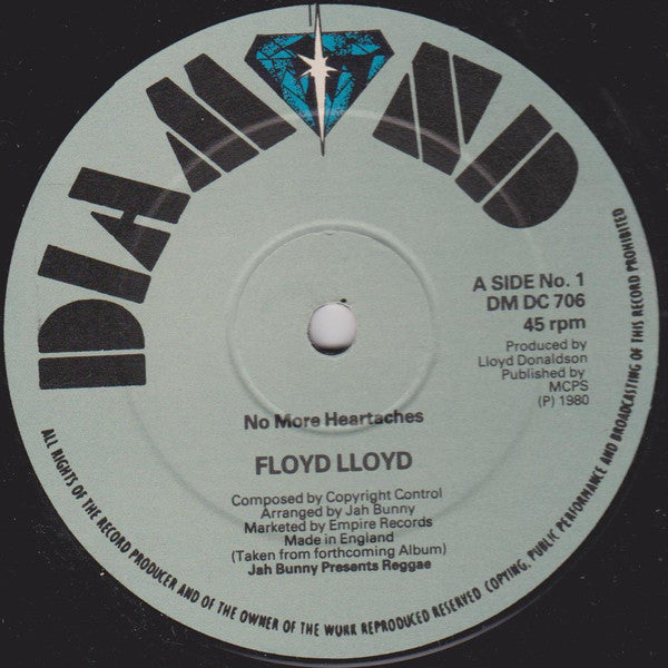 Image of Front Cover of 1545135S: 12" - FLOYD LLOYD / DANNIE THOMPSON, No More Heartaches / Rocking Time (Diamond; DM DC 706, UK 1980)   /VG
