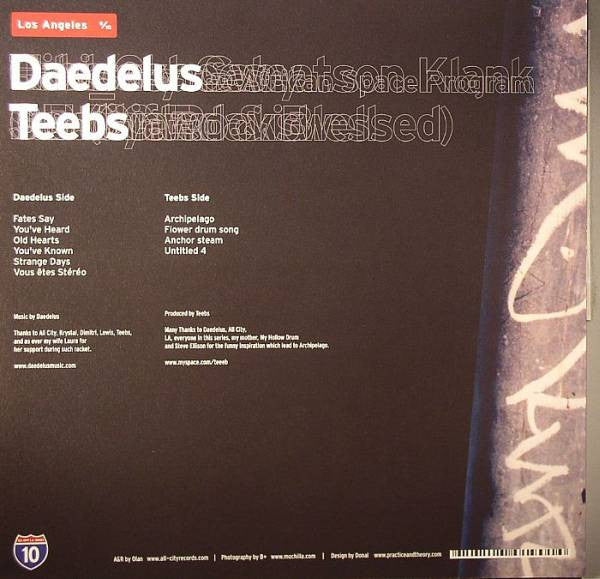 Image of Back Cover of 10" - VG/VG - DAEDELUS / TEEBS, Los Angeles 6/10 (All City Records; ACLA10X10X6, Ireland 2010), ,  - 1816457C