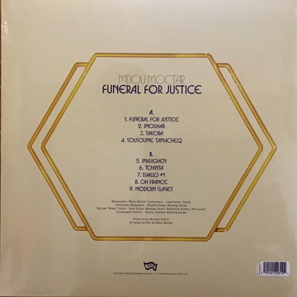 Image of Back Cover of LP - EX/VG+ - MDOU MOCTAR, Funeral For Justice (Matador; OLE-2031LP, Worldwide 2024, Gatefold, Inner, Red Vinyl), ,  - 2946227S