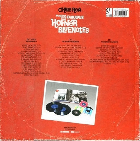 Image of Back Cover of 5xCD - VG+/VG - CHRIS REA, The Return Of The Fabulous Hofner Bluenotes (EarBooks; 978-3-940004-50-5, Europe 2008, Book Sleeve, 3 CDs and 2 10" Lps), ,  - 2536409E